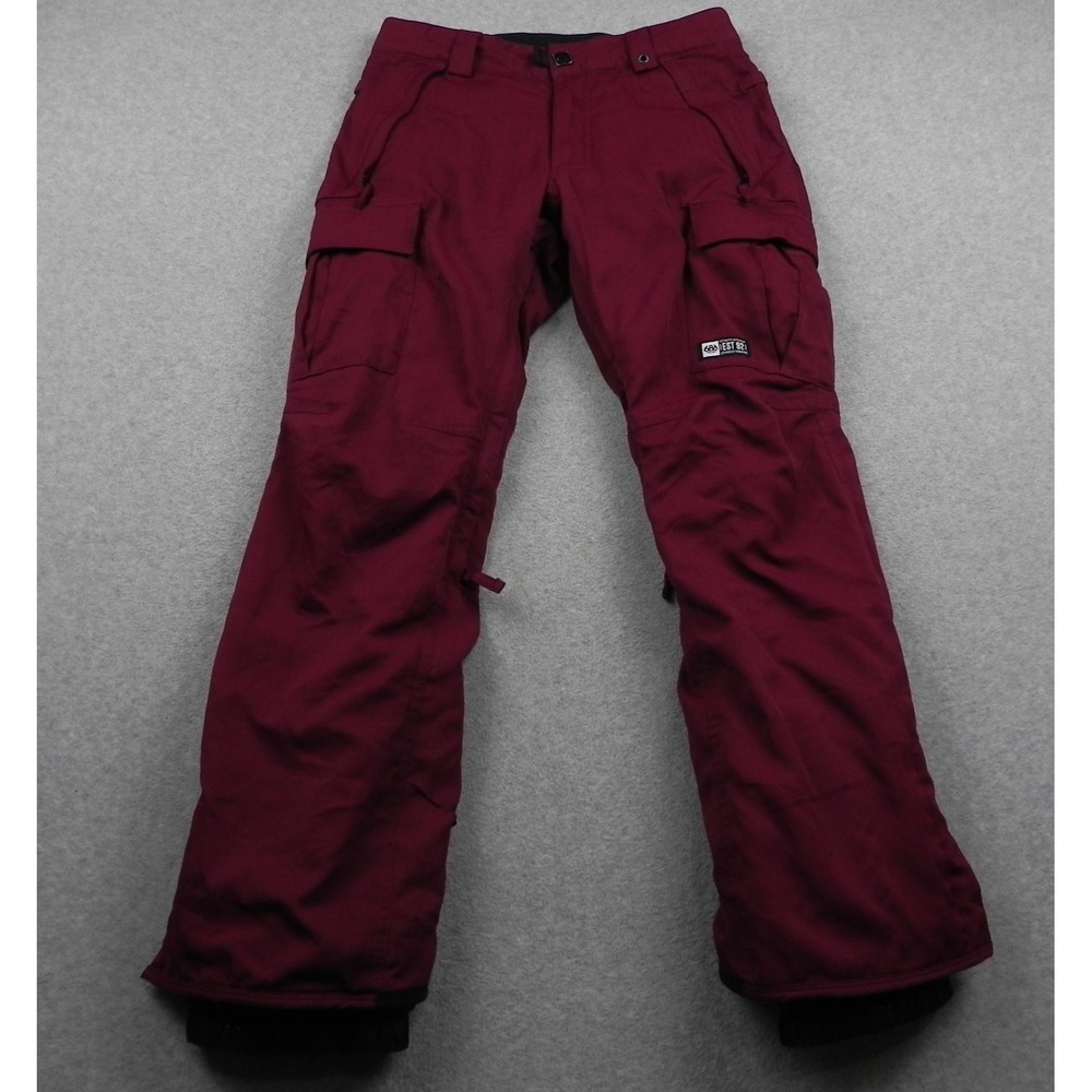 686 Snow Pants Mens Small Regular Infinity Insulated Maroon Red Cargo Ski Pants